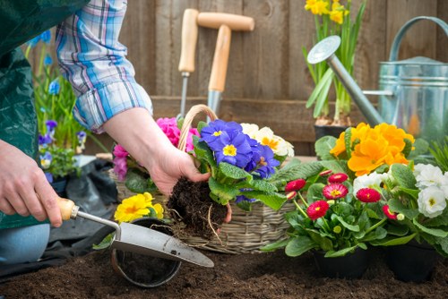 Essential components of landscape gardening including hardscaping and water features